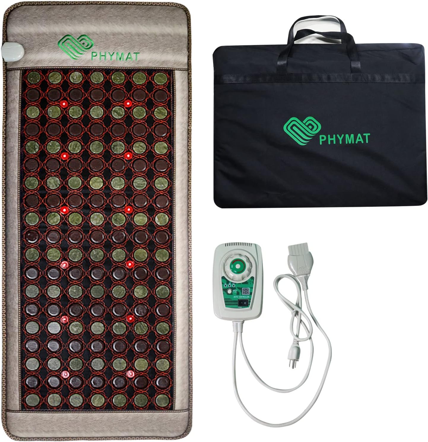 PHYMAT Far Infrared Tourmaline Jade Heating Pad Red Light Photon PEMF