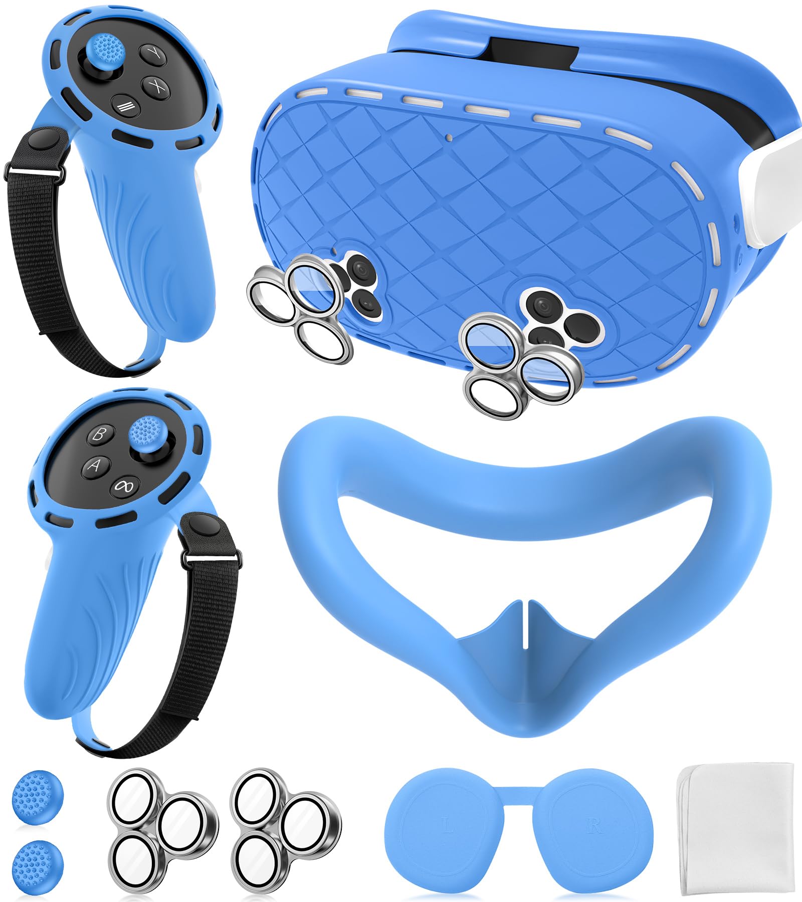 Silicone Cover Set Compatible with Meta/Oculus Quest 3s Accessories, Silicone Face Cover, Controller Grip Cover, Camera Lens Protection, Cover-image-13