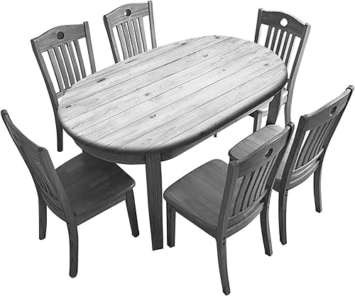 Mantel ajustable de grano de madera gris, ovalado, 48 x 68 pulgadas, cubierta de mesa de poliéster con borde elástico, resistente al viento y a las