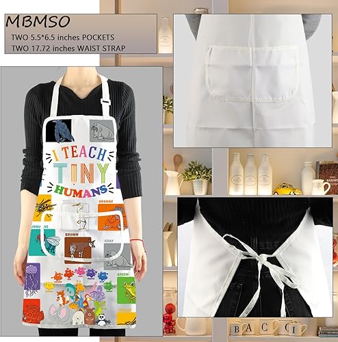 Miniatura 3 de MBMSO Delantal para profesor - I Teach Tiny Humans - Regalo de preescolar y jardín de infantes - Delantal de arte para prekínder - Regalo divertido