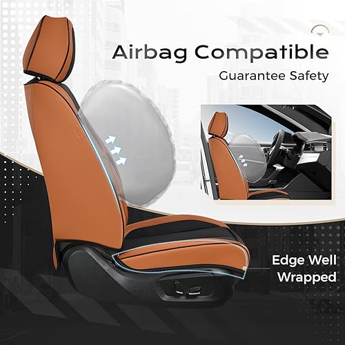 Miniatura 268 de Coverado - Fundas para asientos delanteros de automóvil, 2 piezas - Cojín de piel Nappa, protectores impermeables de ajuste universal para sedanes