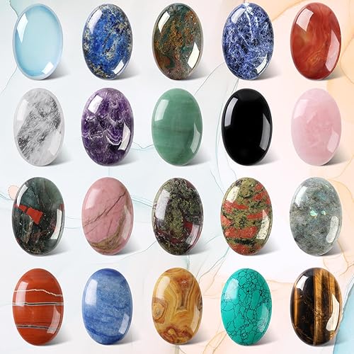 Miniatura 6 de CASMON Piedras ovaladas de palma de ágata roja, piedra de bolsillo para terapia de alivio de ansiedad y estrés, piedra energética pulida natural (1