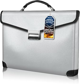 Fireproof Document Bag, 14.5" X11" X2.5", Silver