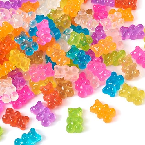 Miniatura 7 de Beadthoven - 24 piezas de osos de bebé luminosos de resina, ositos de goma brillantes, escultura en miniatura, figura de casa de muñecas, coloridos