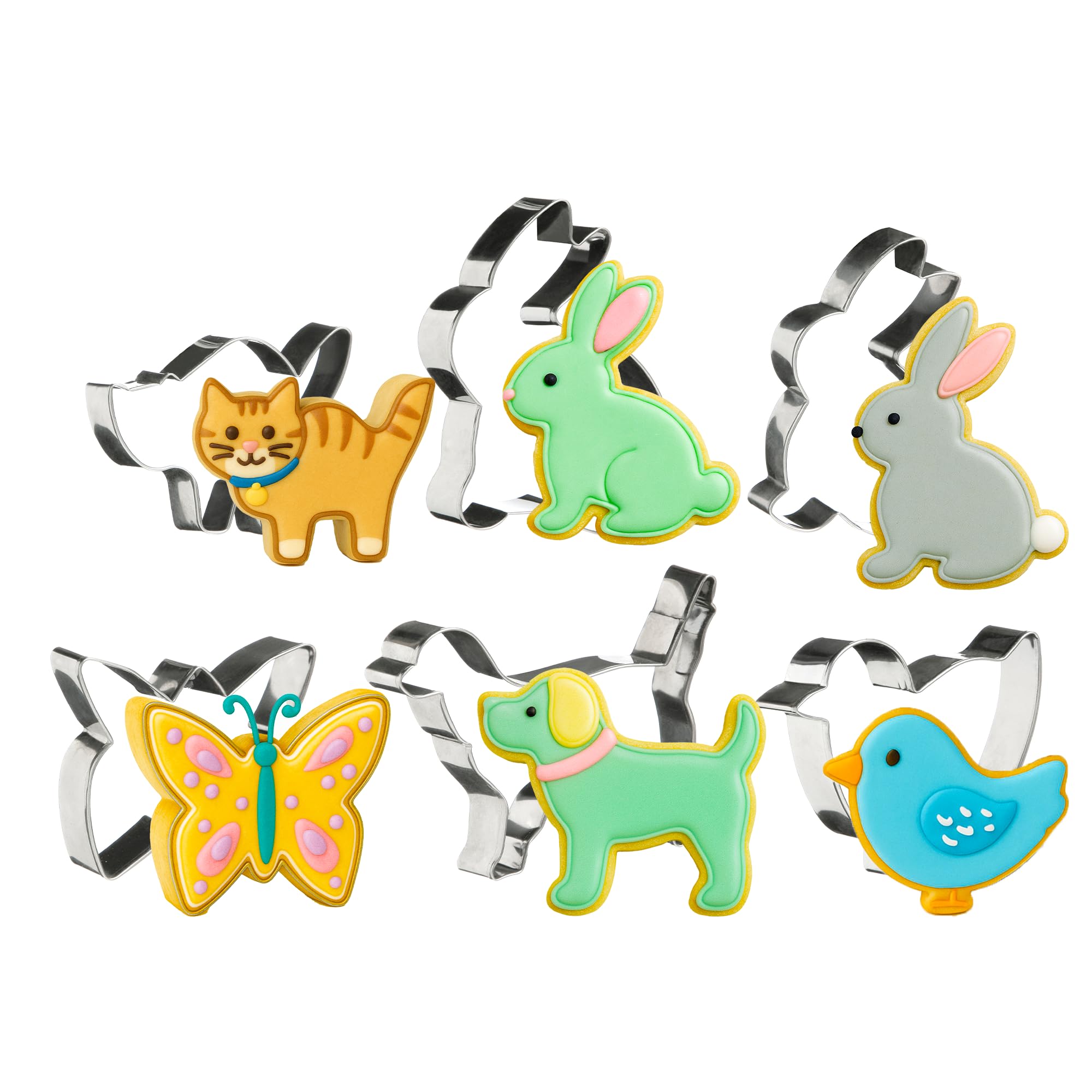 Premier Silver Housewares 6 Pcs Animal Cookie Cutters Set | Metal Cookie Cutter For Baking | Unique Pastry Cutter For Home Use | Stainless Steel Cheese Cutter For Kicthen Essentials