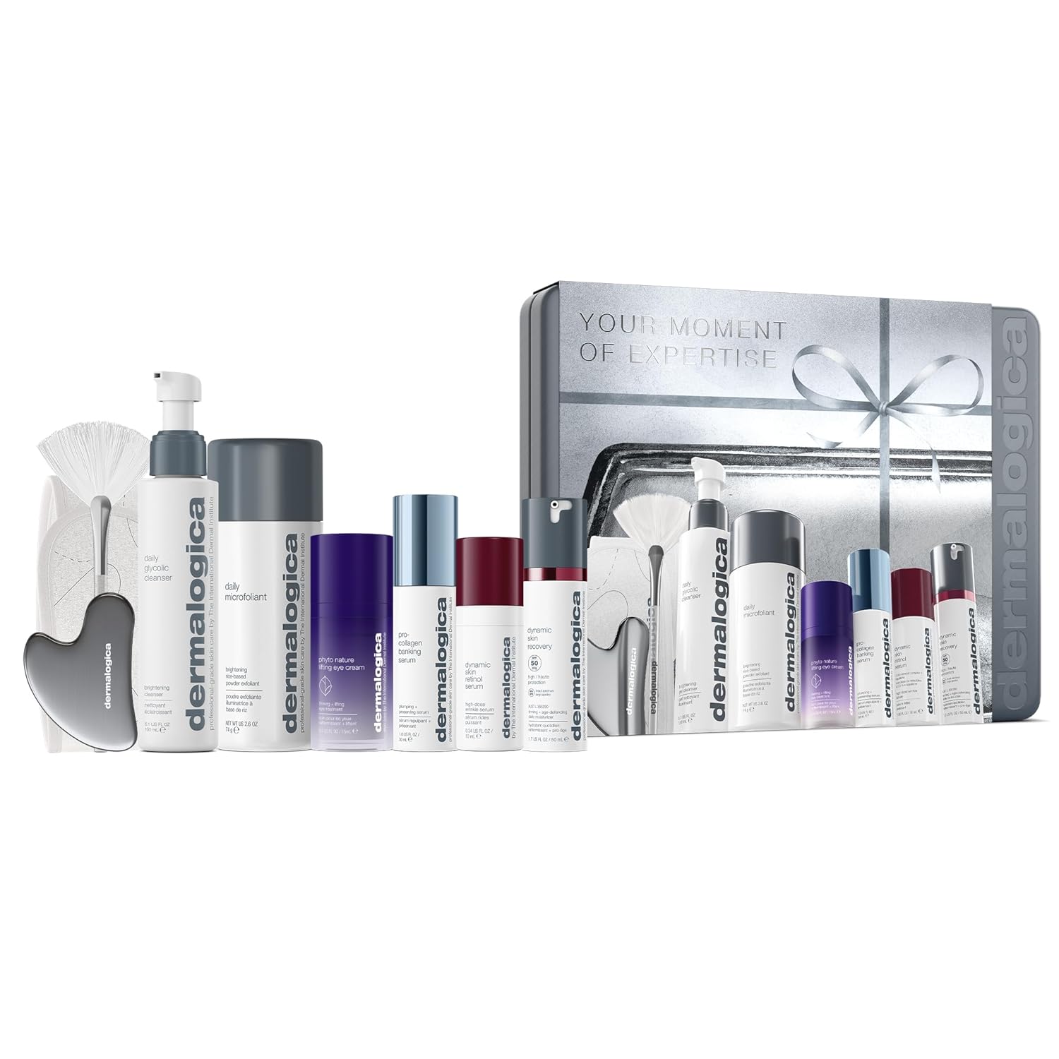 Dermalogica Your Moment of Expertise Expert Level Skin Care Routine Set Includes 6 Products, Headband, Gua Sha, Fan Brush