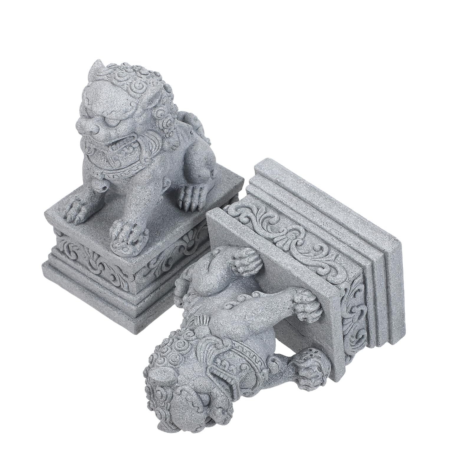 2 Szt. posągi zwierząt mini figurki ogrodowe Figurki zwierząt Statua lwa Light Grey