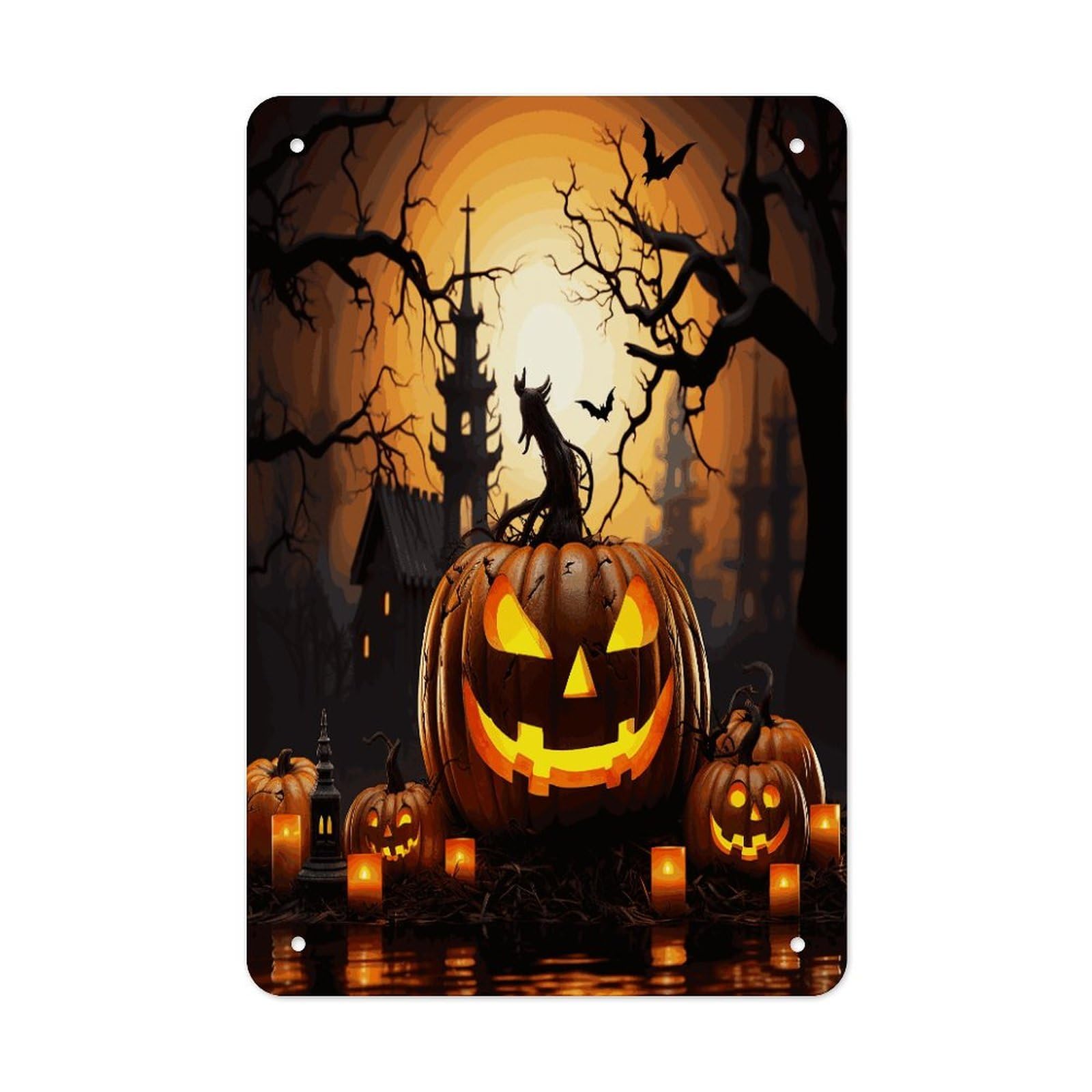 Btcowzrv Style Halloween Pumpkin Metal Tin Sign Wall Decor Hanging Plaque
