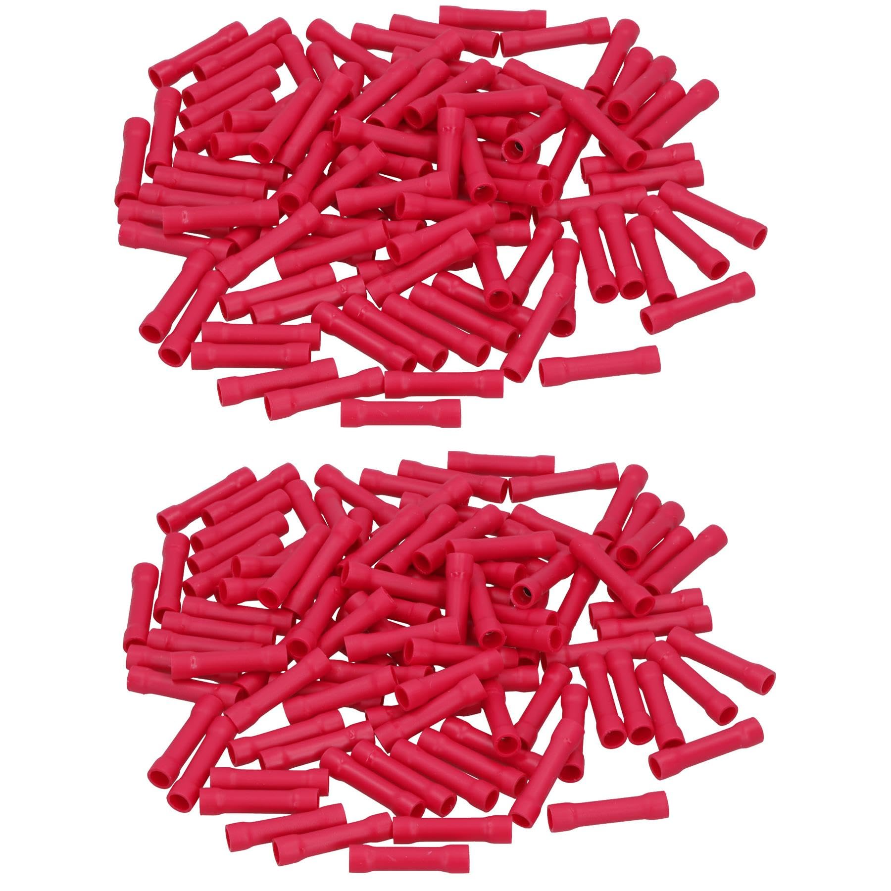 Ab Tools Red Insulated Straight Butt Connectors Electrical Crimps Terminals 200Pc