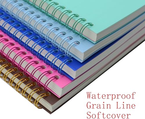 Miniatura 4 de Yansanido Cuaderno de espiral, 5 unidades, A5, tapa blanda impermeable, 0.315 in, 80 hojas160 páginas, diario para estudio y notas (ligero)