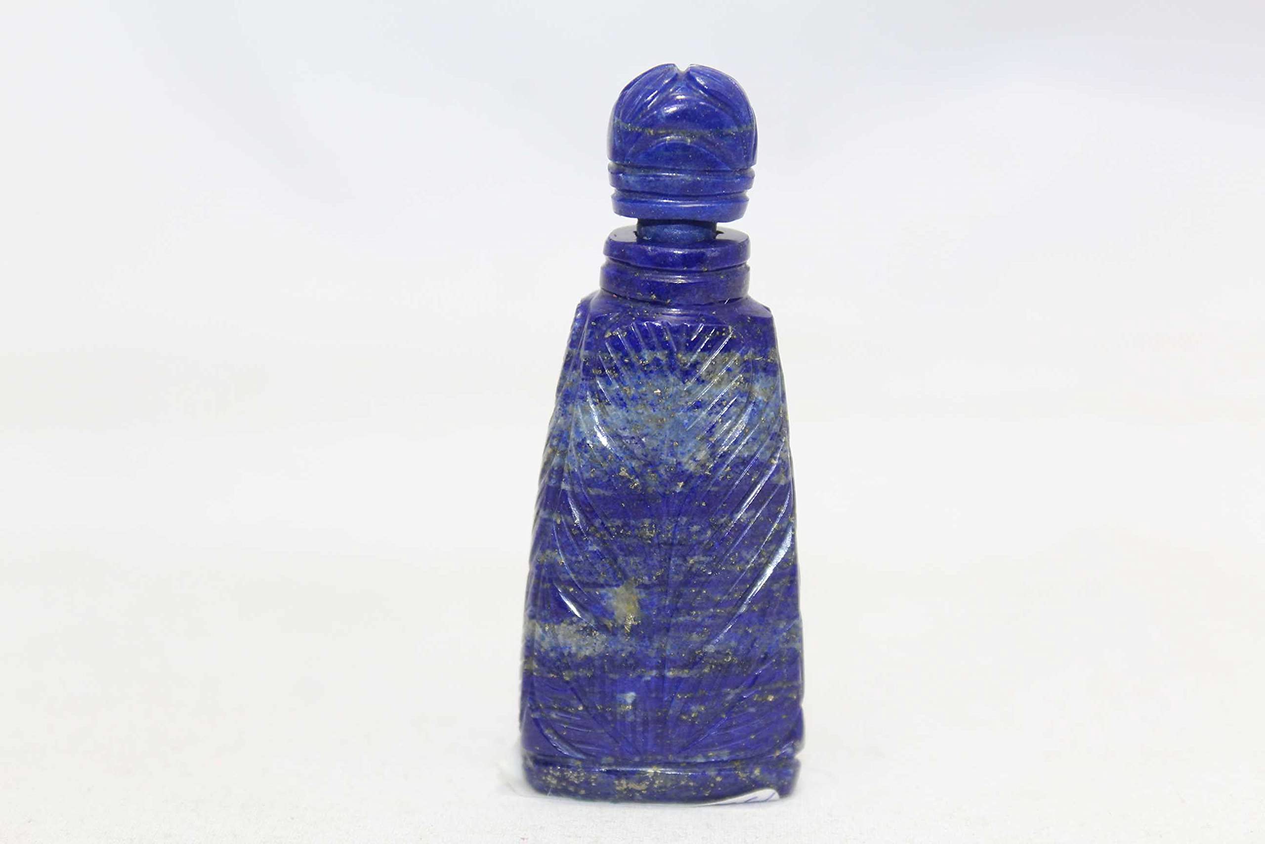 PH Artistic Handmade Perfume Bottle Natural Blue Lapis Lazuli Stone Hand Engrave LP24
