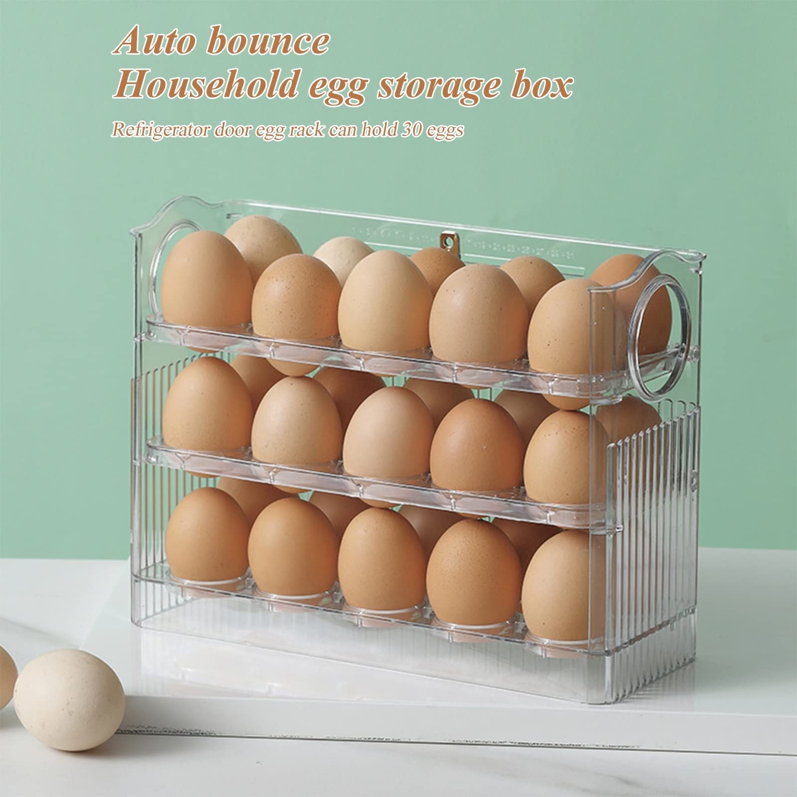 Compartimiento de Huevos para refrigerador, Soporte para Huevos, Puerta de Nevera abatible de 3 Capas, Estante de Almacenamiento de Huevos, Bandeja, contenedor, ahorrador de Espacio