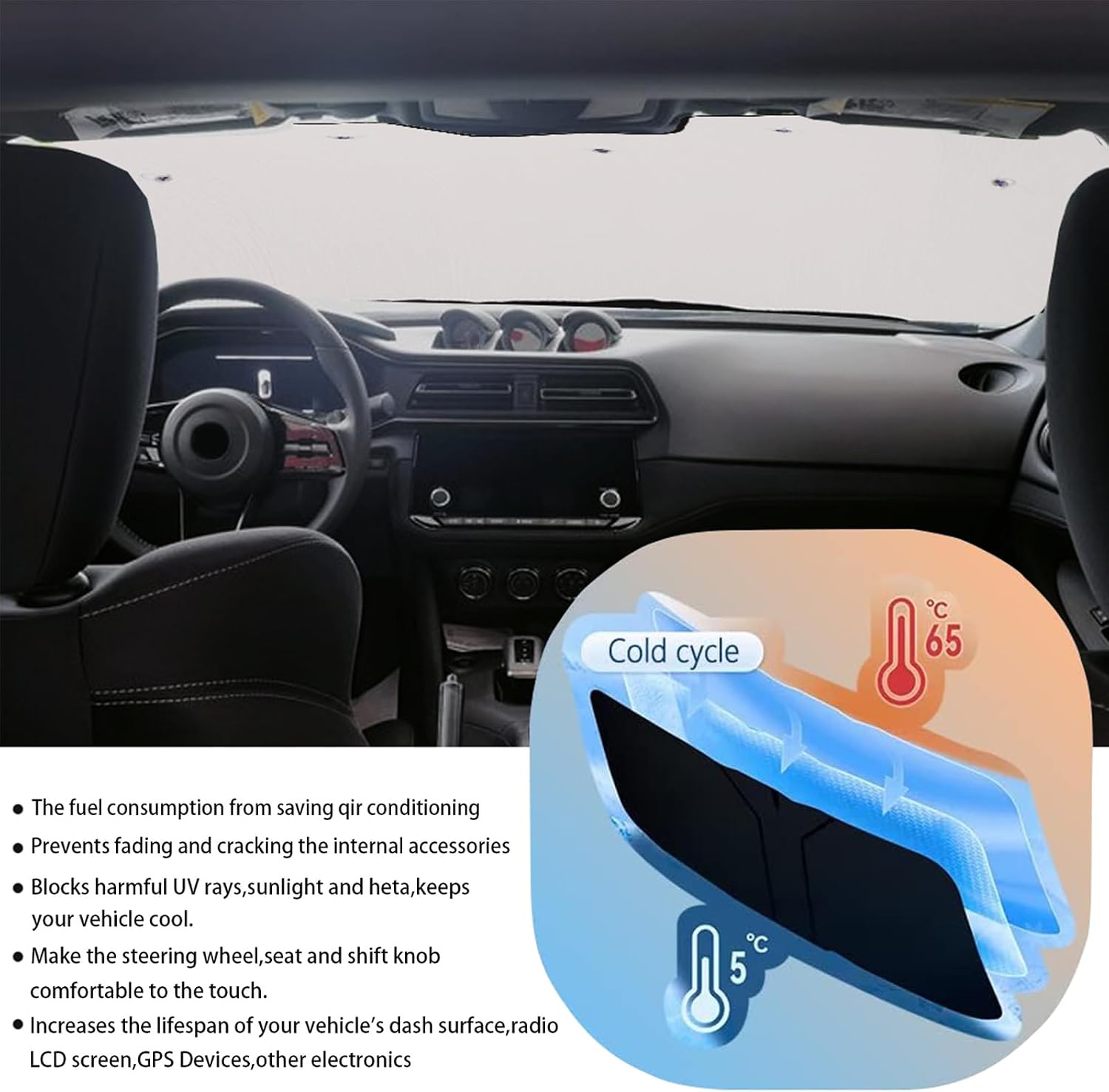 The Original Windshield Sun Shade Compatible with Nissan 400Z 2023 2024 Car Windshield Reflective Sunshade Protector Sun Shade Accessories (Silver, Reflective Aluminum Foil)