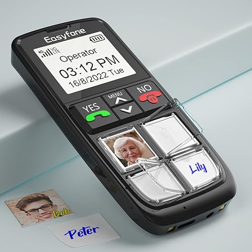 Miniatura 2 de Easyfone Teléfono celular T6 4G desbloqueado más fácil de usar Cuatro botones grandes de imagen de marcación directa Botón SOS Base de carga