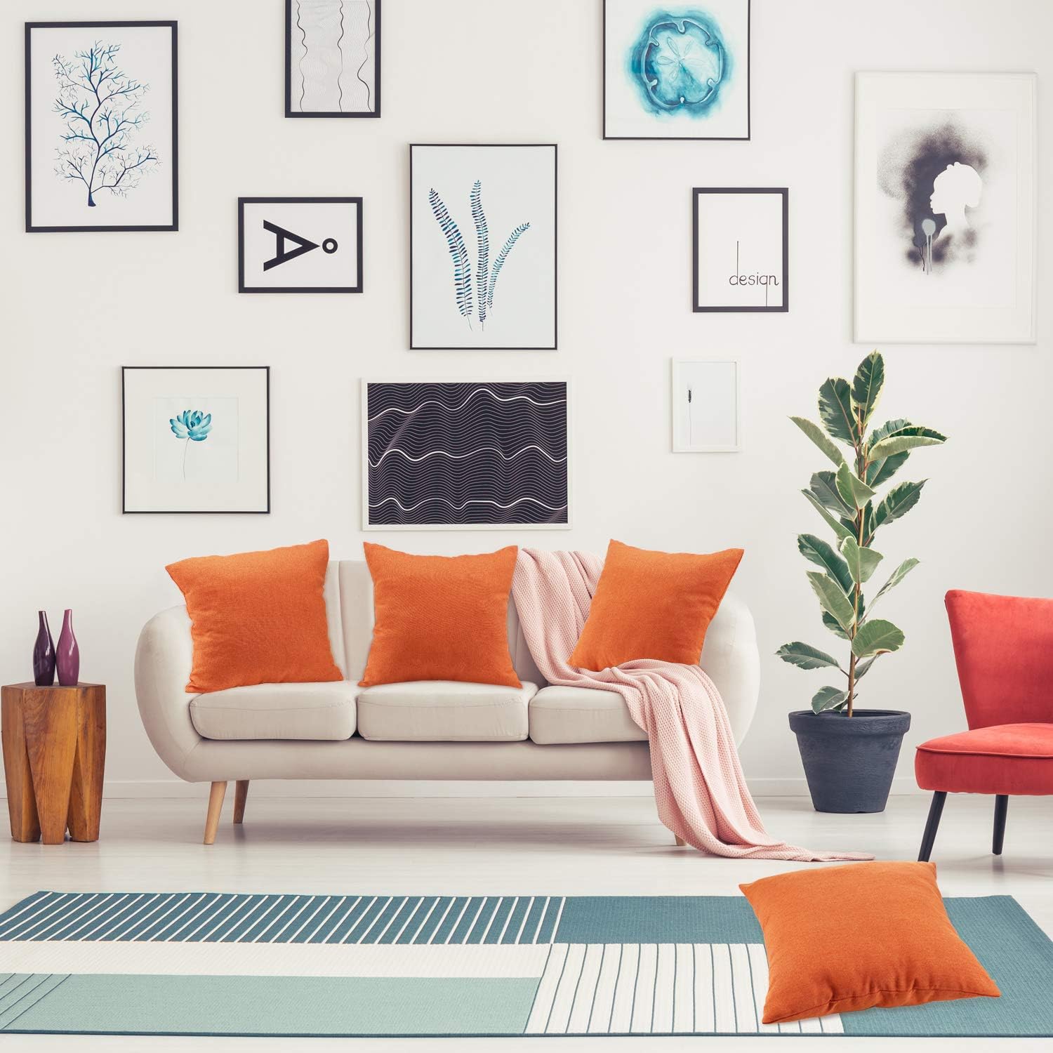 Boao 4 Pack Decorative Outdoor Waterproof Throw Pillow Covers Square Patio Balcony Garden Waterproof Cushion Case PU Coating Pillow Shell for Couch Bed Patio Sofa, 18 x 18 Inch(Orange)