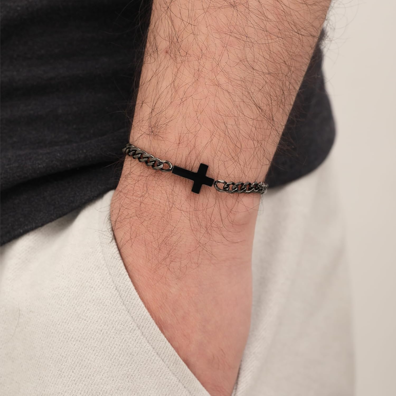 Btysun Cross Bracelet for Men, Easter Basket Stuffers Cuban Link Chain for Men Bible Verse Christian Gifts Religious Catholic Faith Based Gifts Baptism Confirmation Jewelry - Image 2