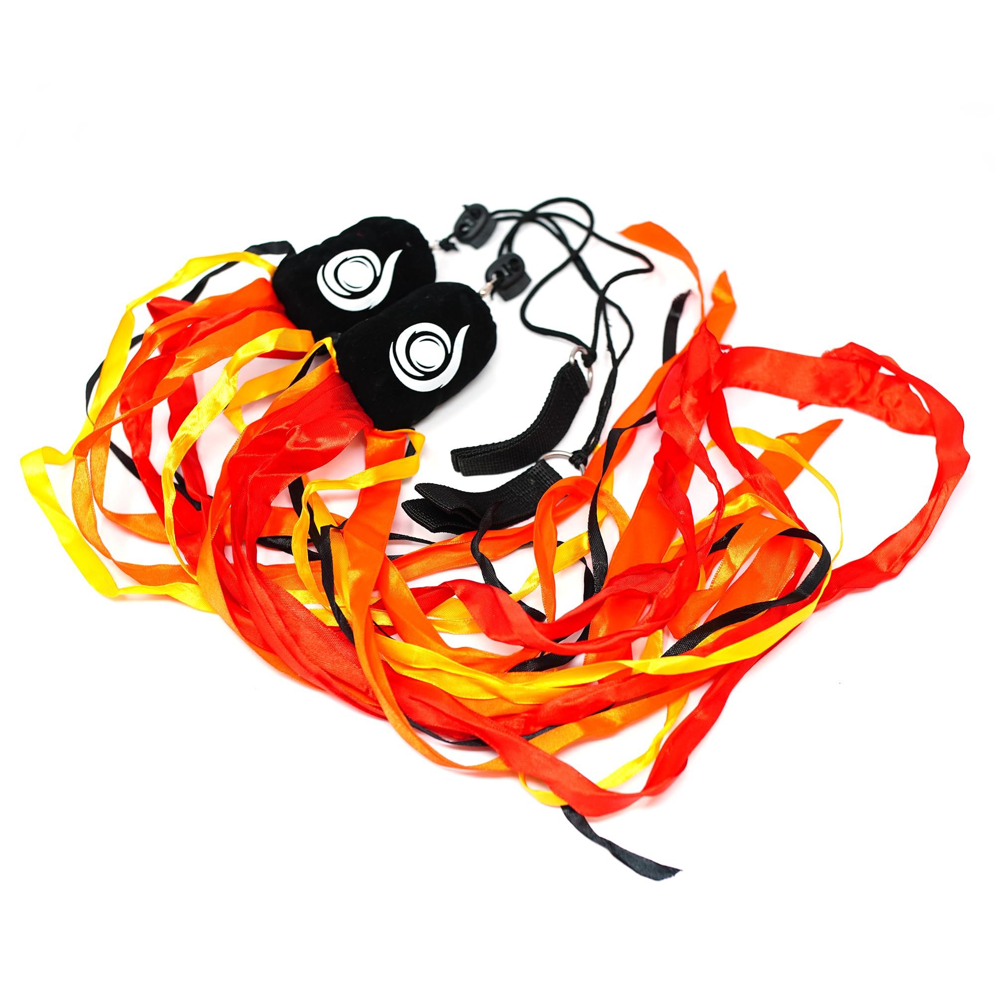 Cascade Ribbon Poi - Colourful Beginner Poi Set (Red/Orange/Yellow/Black), Small