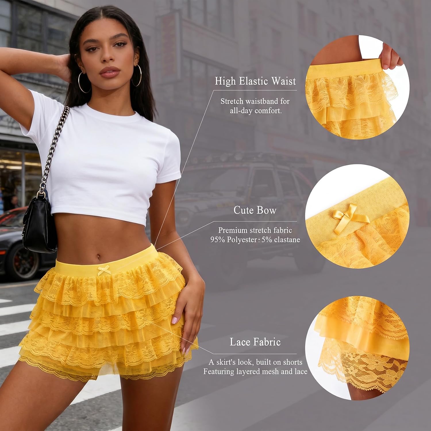 Women Ruffle Shorts Lace Multi-Layered Bloomers, Lolita Bloomers Cute Pumpkin Pants Sexy Boyshorts Mini Shorts