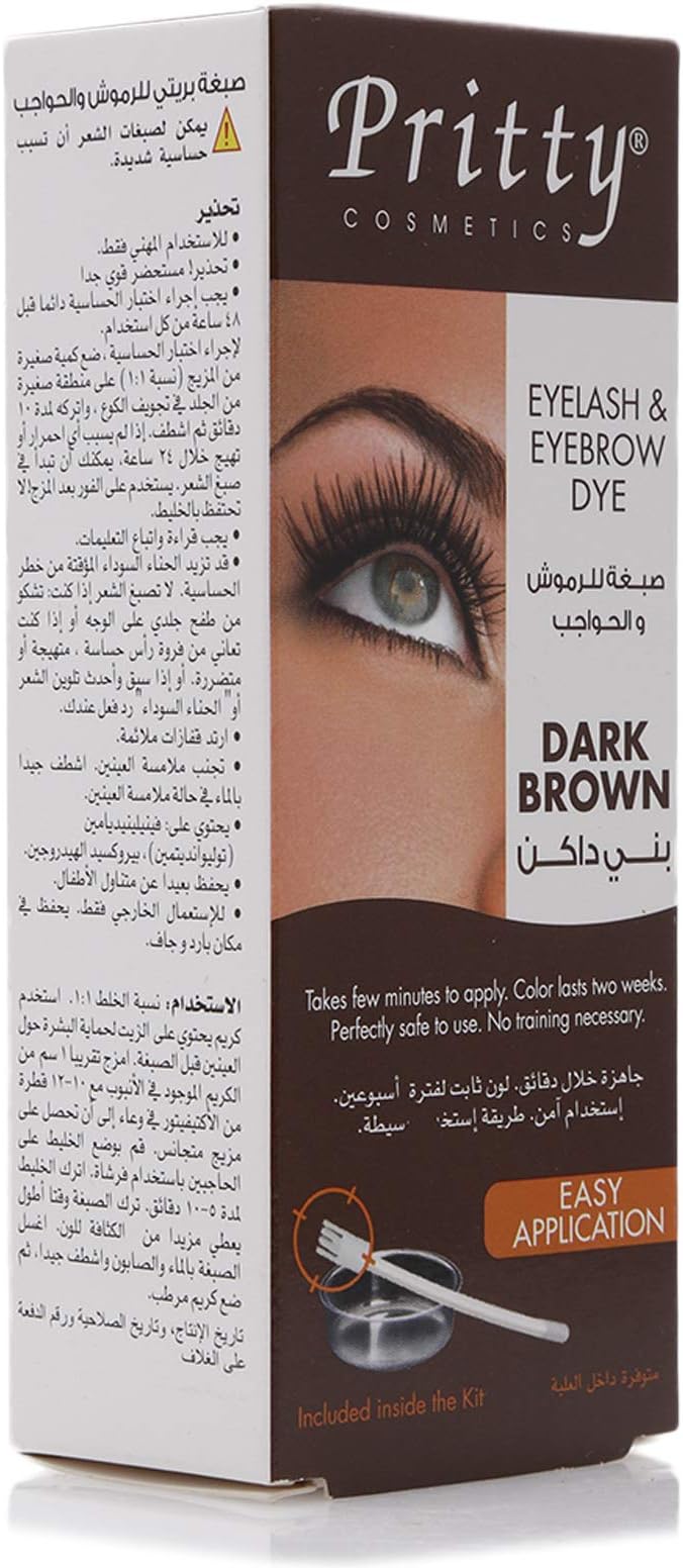 Eyelash and Eyebrow Dye Kit, Dark Brown
