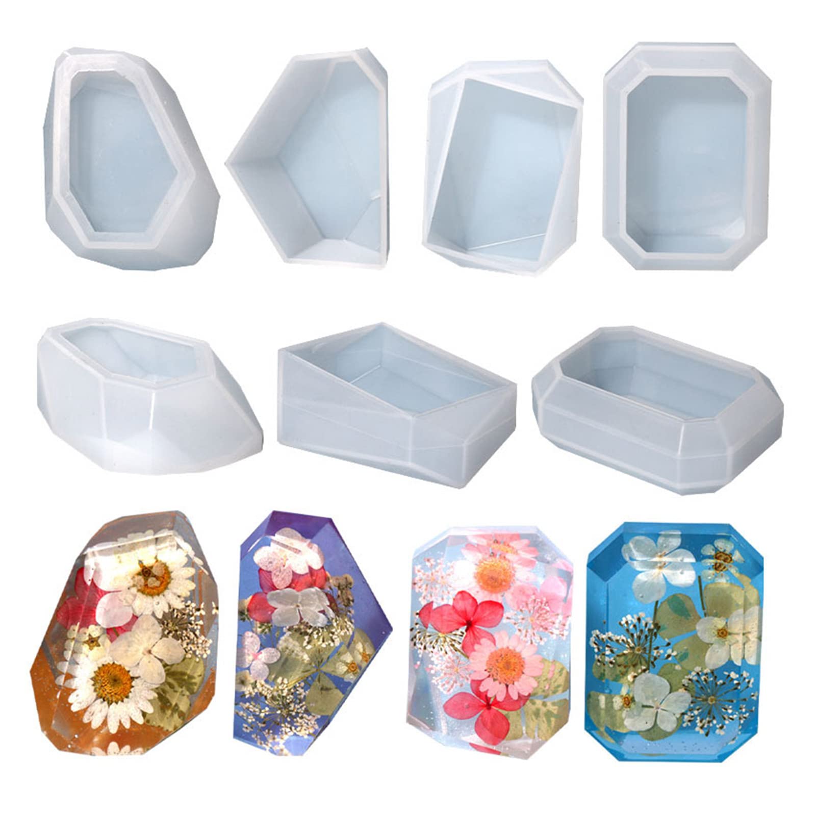 Forma de piedras preciosas, molde de resina epoxi de cristal de silicona para flores, conservación, resina sintética, piedra artificial, jabón, fabricación de velas, moldes de vela de silicona para