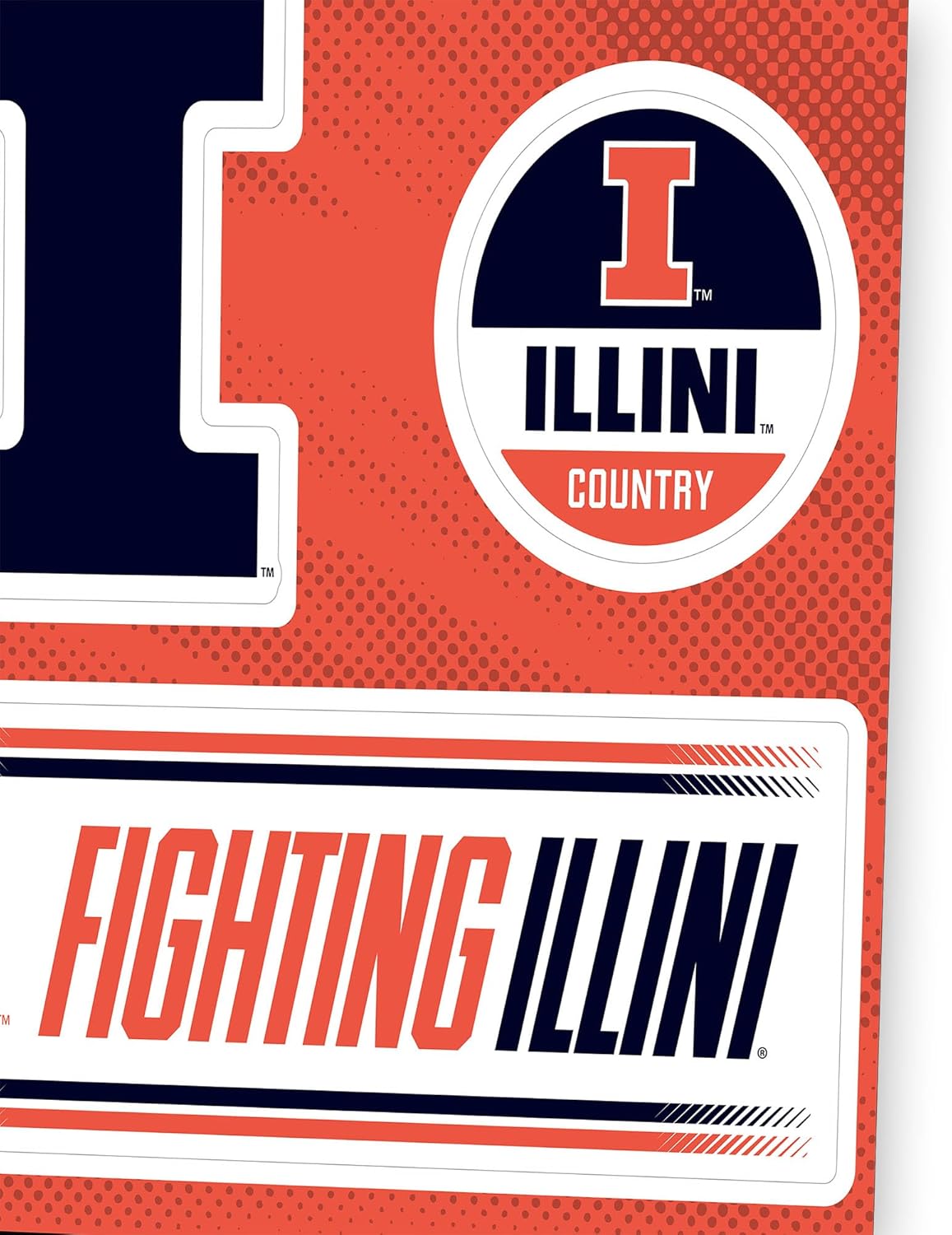 University of Illinois Team Spirit Adhesive Vinyl Decals - Fun Set of Illinois Stickers for Car, Window or Laptop - Image 4