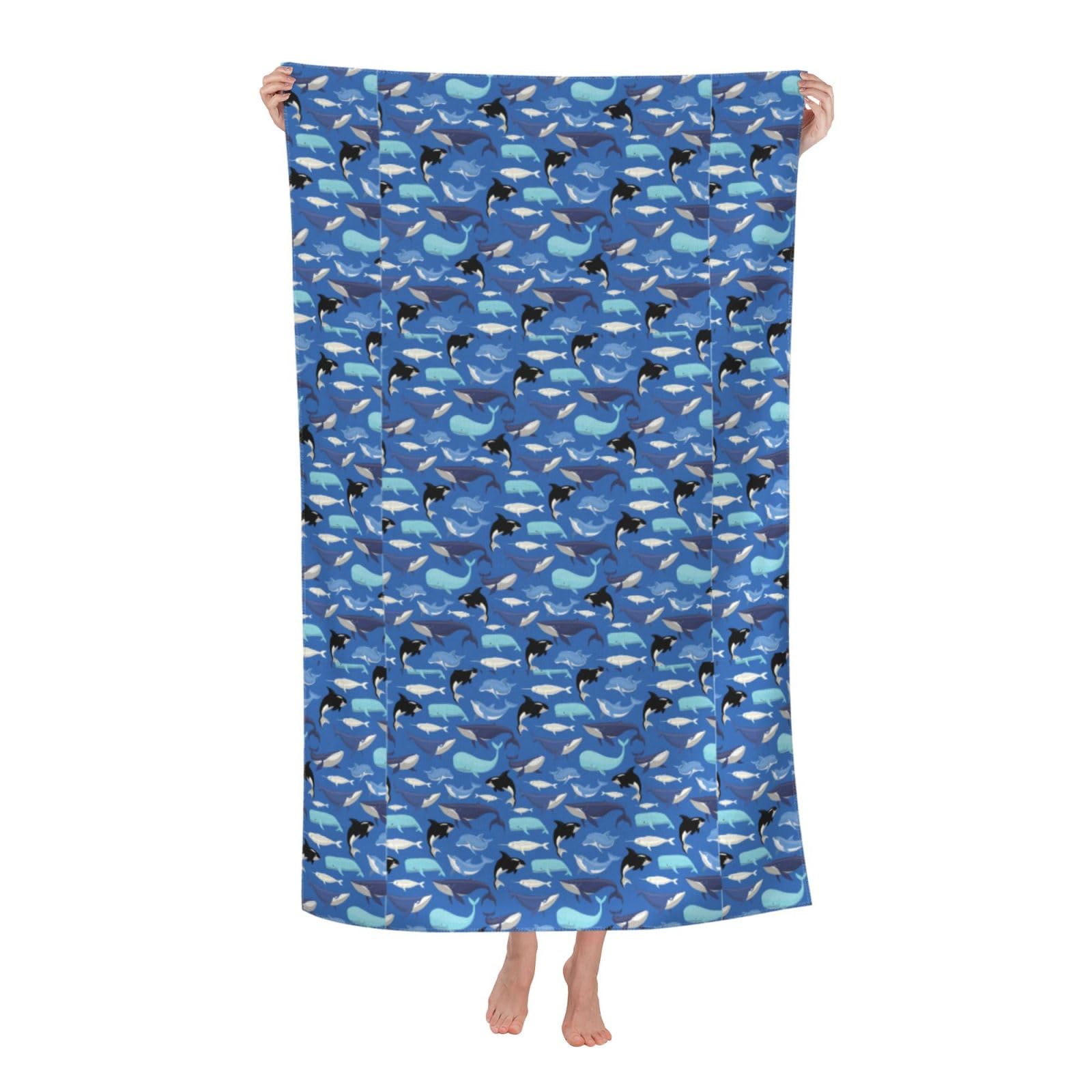 NImongt Whale Pattern Print Oversized Adult Beach Towel For Travel Weekend Getaways Festivals Camping Trips