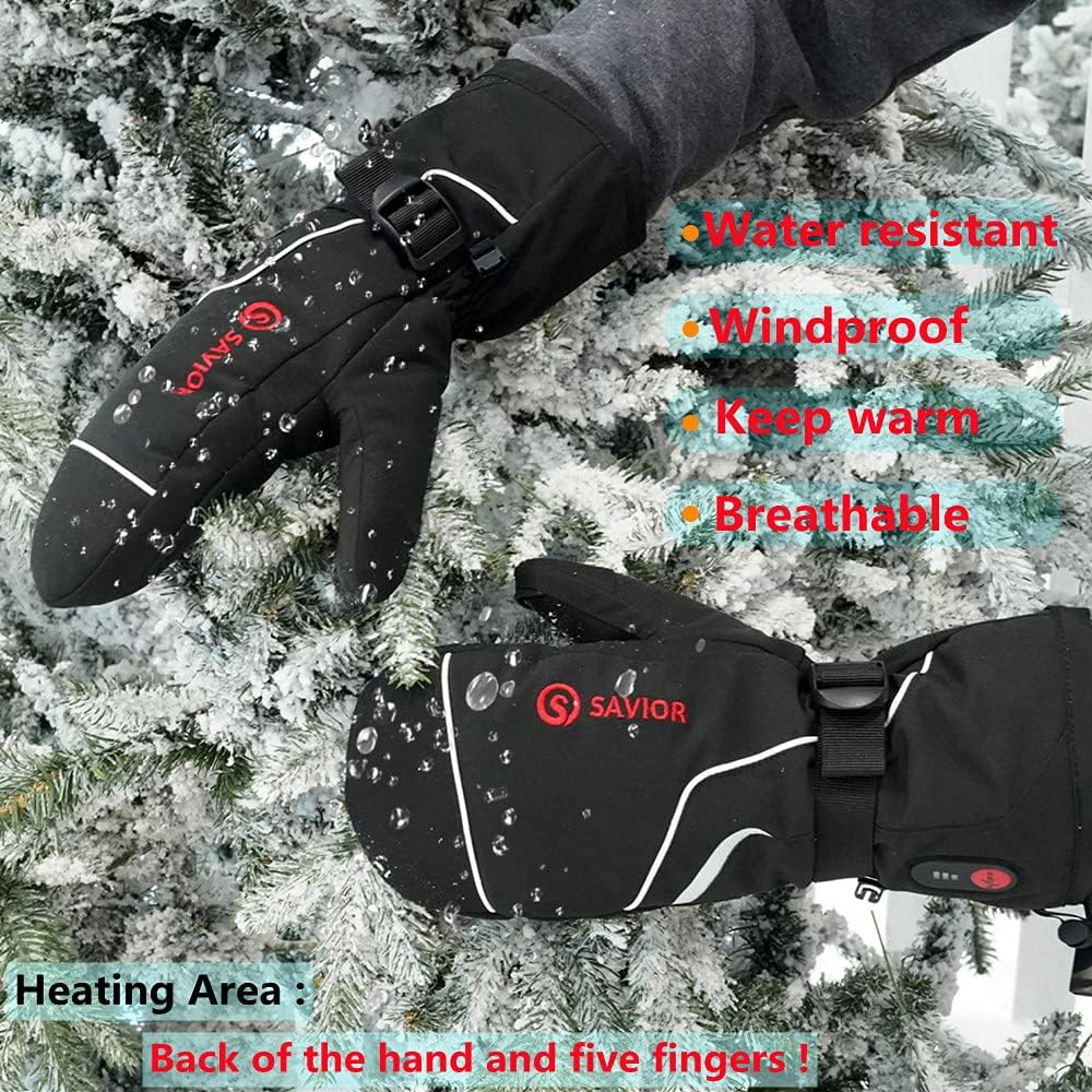 Savior Heated Gloves for Men and Women,Rechargeable Electric Heated Mittens,Suitable for Winter Outdoor Work,Skiing,Running,Hiking,etc.