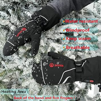 Savior Heated Gloves for Men and Women,Rechargeable Electric Heated Mittens,Suitable for Winter Outdoor Work,Skiing,Running,Hiking,etc.