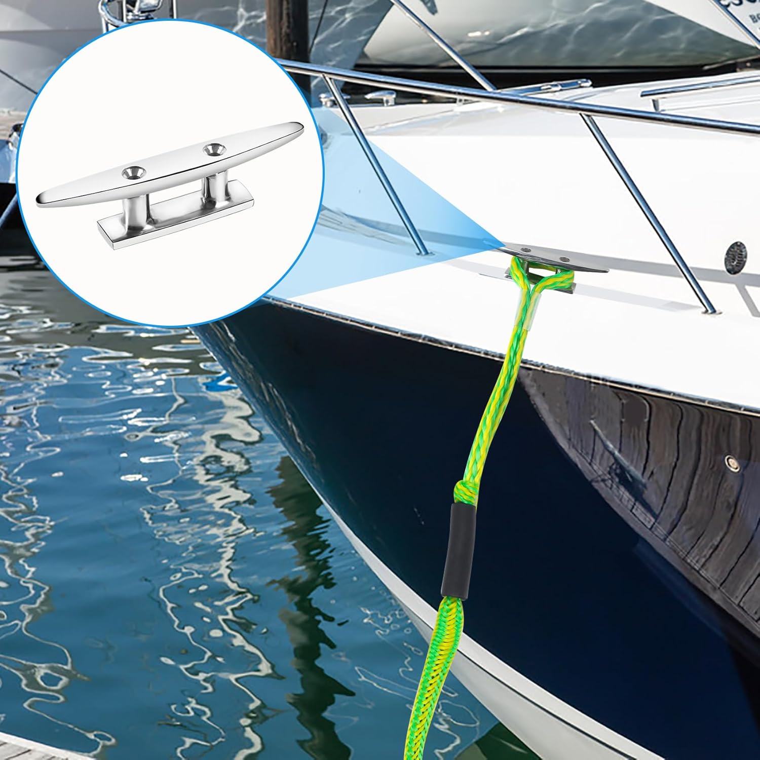 Boat Cleat Flat Top, 316 Stainless Steel Boat Dock Cleats,Rope Cleat,Dock Cleats with Screws for Marine or Nautical Decor and Dock Cleat Decorative(5 Sizes,2Color,2Pack,4Pack)
