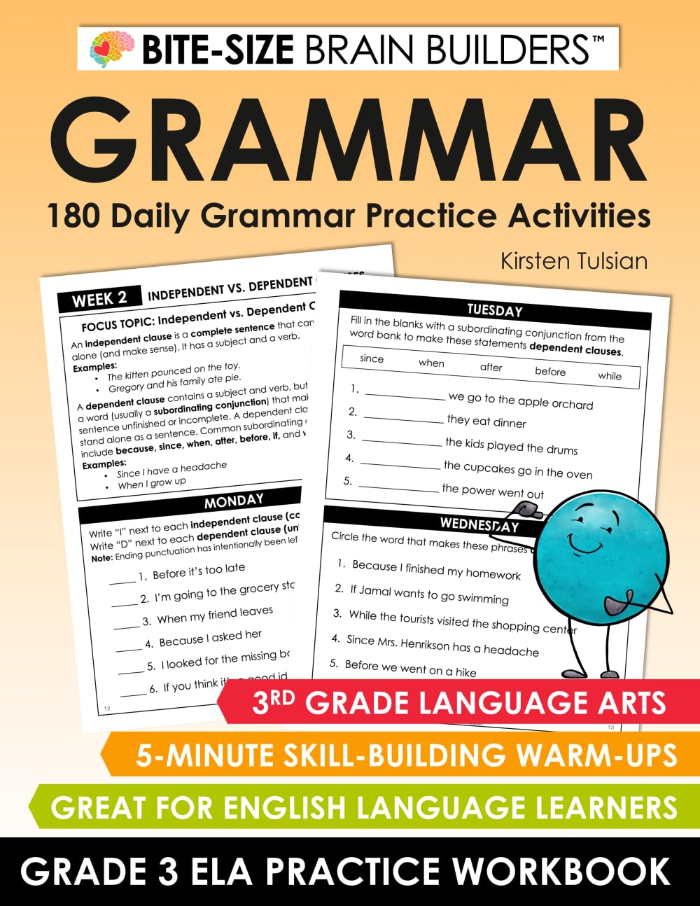 180 Daily Grammar Practice Activities: 3rd Grade English Language Arts Lessons and Skill-Building Warm-Ups (Bite-Size Brain Builders Workbooks)