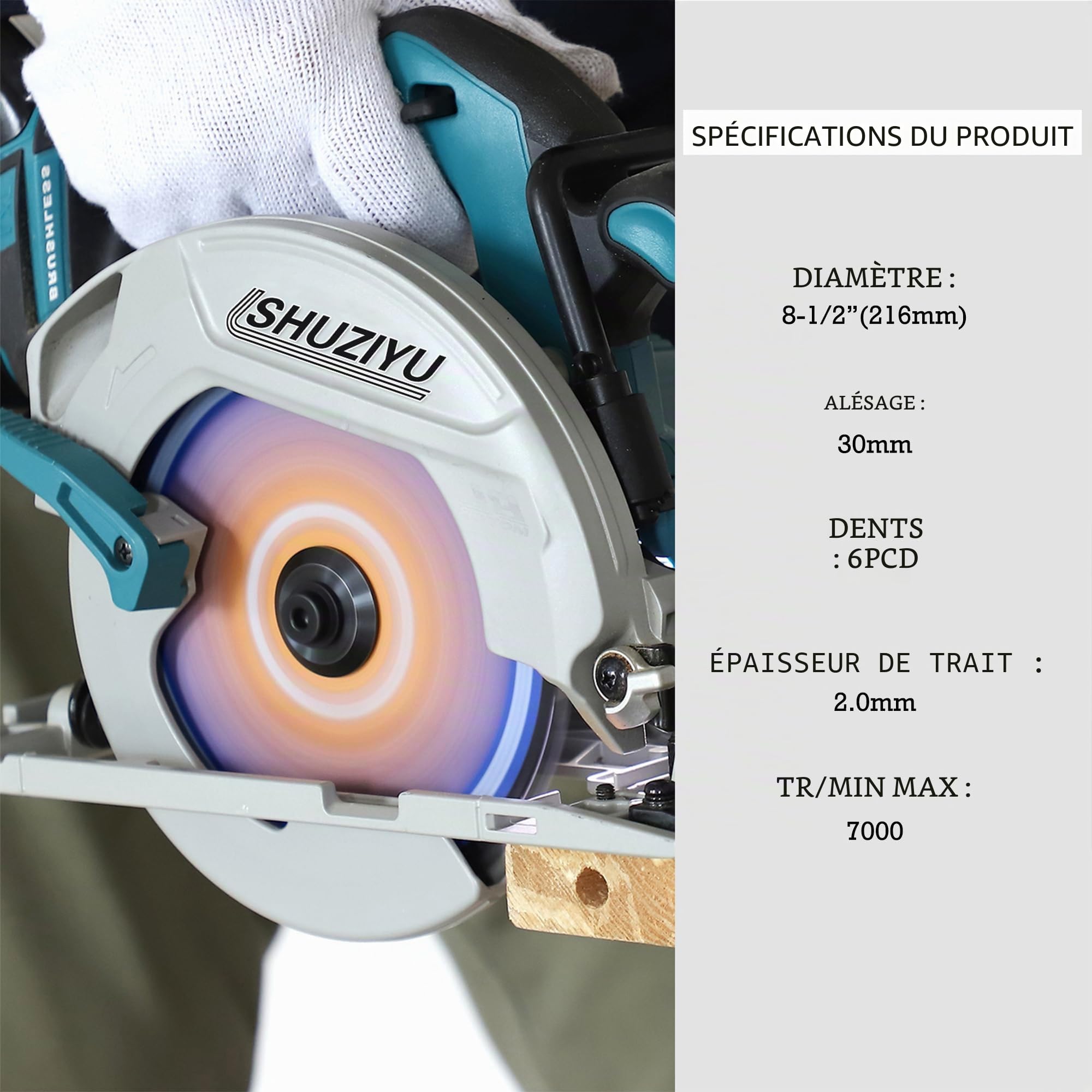 SHUZIYU, 216mm-6PCD, Trou Central 30mm, Diamant Polycristallin 6PCD, Lame de Scie Circulaire pour Fibrociment