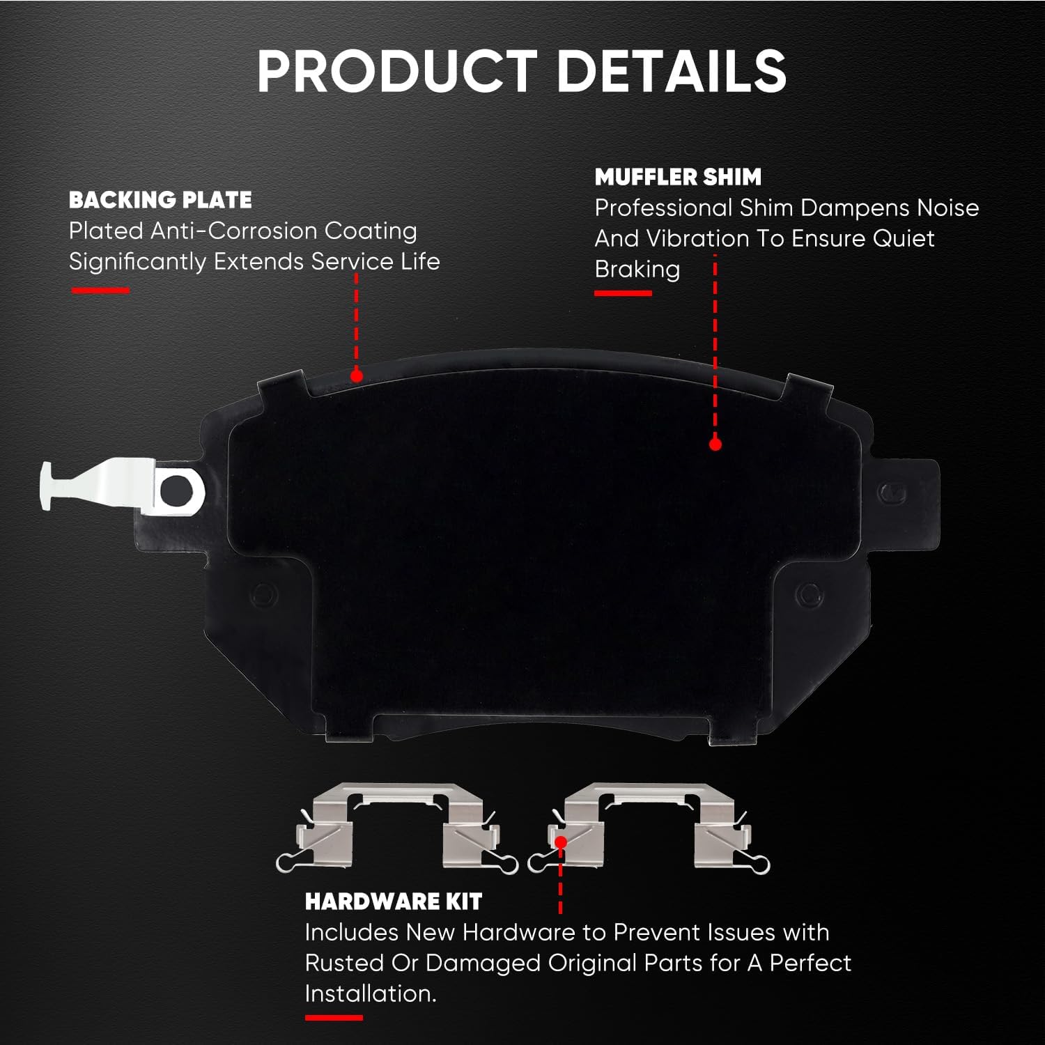 Front Rear Ceramic Brake Pads Fit for Nissan Murano 2003-2011, for Maxima 2004-2008, for Altima 2005-2006 (Only SE-R), for INFINITI FX35 & FX45 2003-2005, 8PCS
