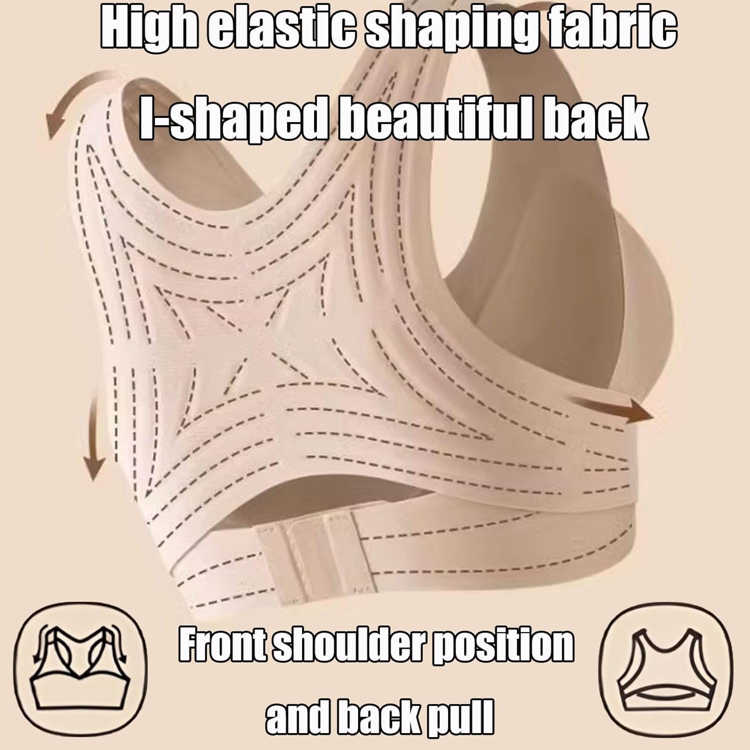 Generisch Posture Corrector Bra for Women Adjustable Back Support Front Closure Bras, Seamless Breathable Shaping Underwear