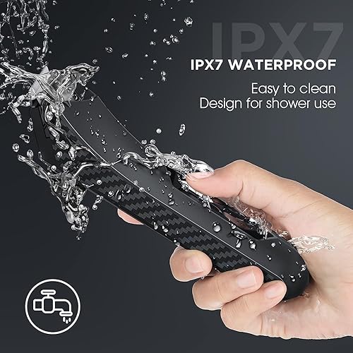 Miniatura 3 de Fidktuve Recortadora eléctrica de pelo de ingle para hombre con luz LED, recargable por USB, peluquería corporal impermeable (negro)