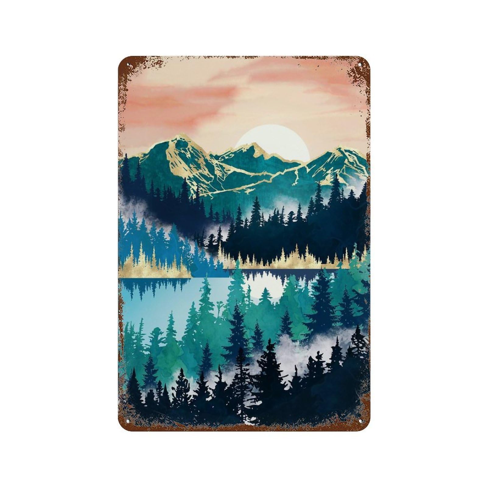 Lake Mist Retro Metal Sign 11.8"x7.9", Decorative Metal Wall Art for Basement, Hobby Room And Garage Decor