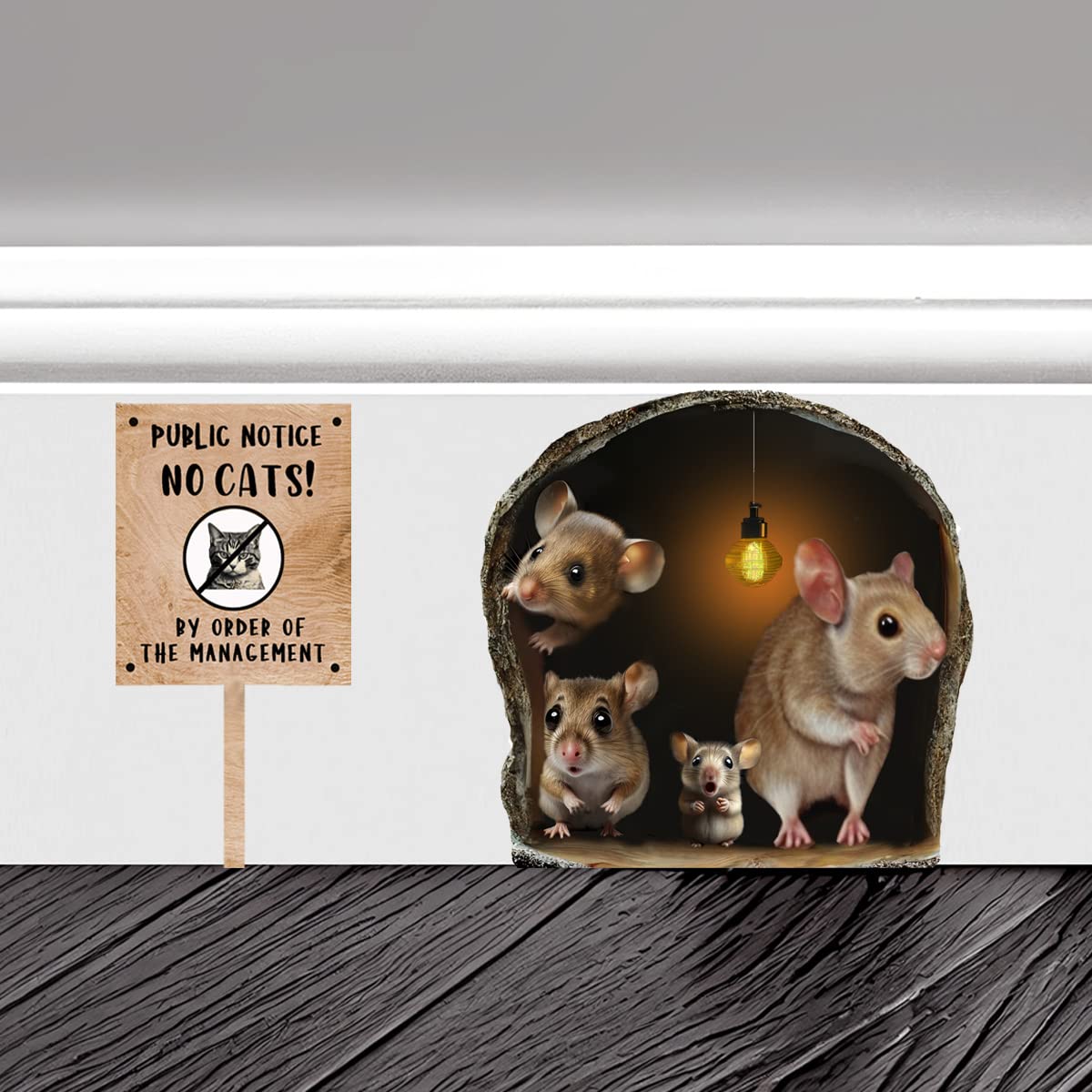 5 Sets Mouse Hole Stickers No Cats Scaredy Mouse Hole Wall