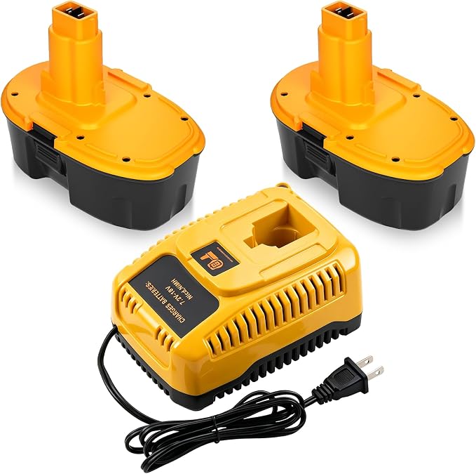 2 Pack 4500mAh Ni-Mh DC9096 Replacement for Dewalt 18V Battery and DC9310 Charger Compatible with Dewalt 18 Volt Battery XRP DC9096 DW9098 DW9099 DW9095 DW9096 DE9039 Cordless Power Tools(Multi)