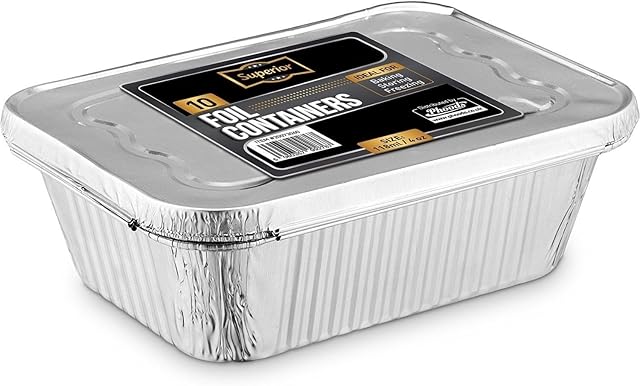 Disposable Aluminum Foil Trays Containers With Foil Lids 2400ml. Great For Baking Food Storage & More Pack Of 5