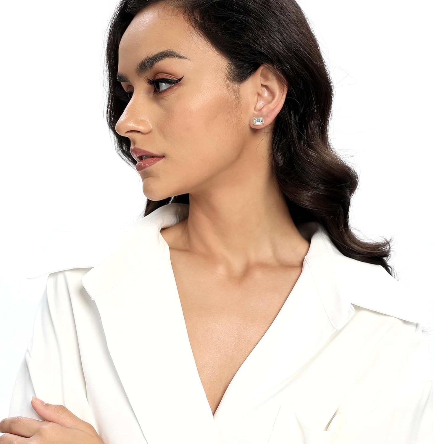 4 Pairs Hoop Dangle Earrings stud-earrings Sets,18K Yellow Gold Plated Irregular Earrings Set Dainty Cubic Zirconia Earrings Stacks for Women - Image 7