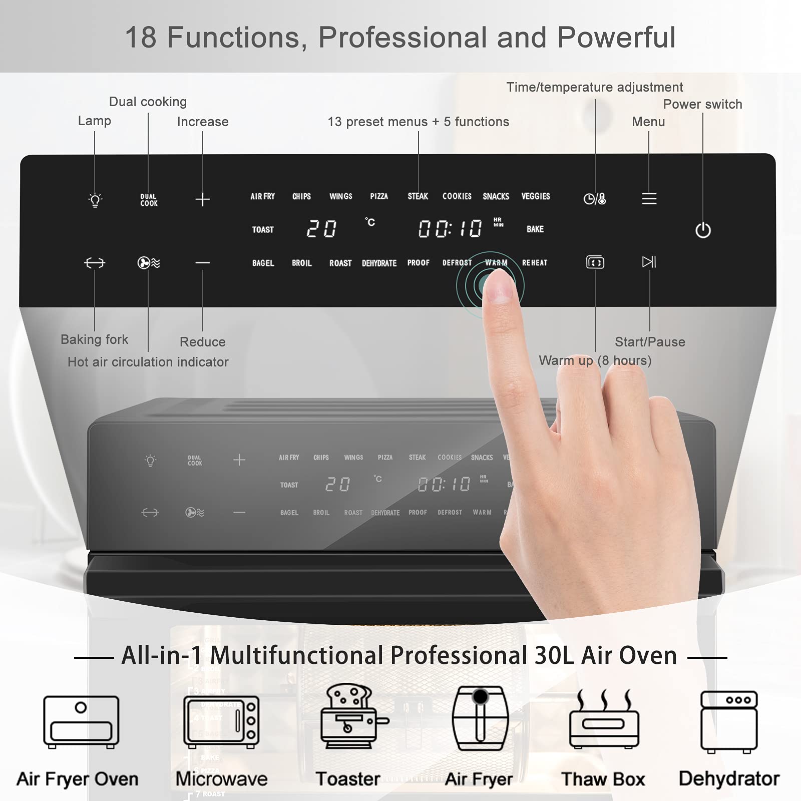 LLIVEKIT Air Fryer Oven with Rotisserie Mini Oven 30L Large Family Size