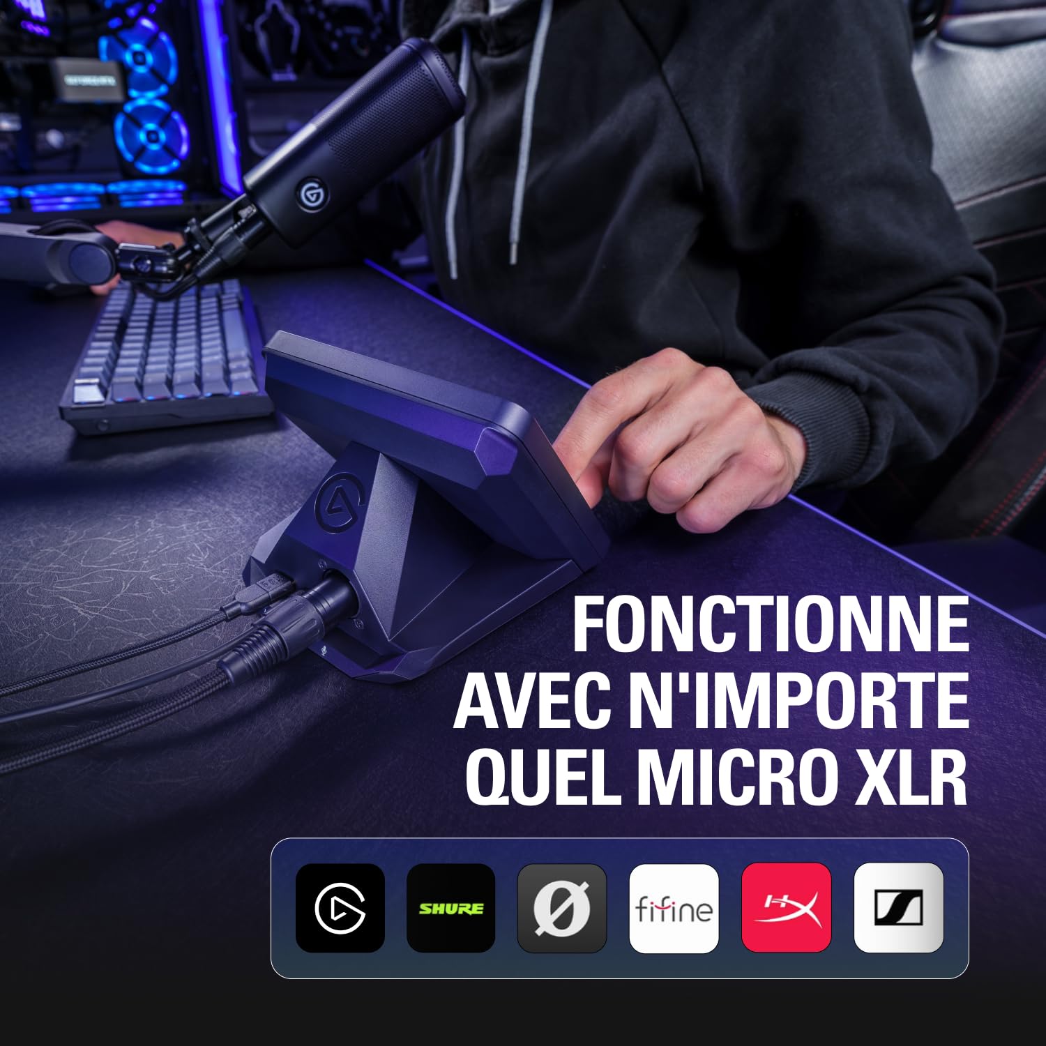 Elgato XLR Dock MK.2 – Pour Stream Deck + | Gain 80 dB, alimentation fantôme, Clipguard 2.0, effets DSP, USB-C, fonctionne avec tout micro XLR