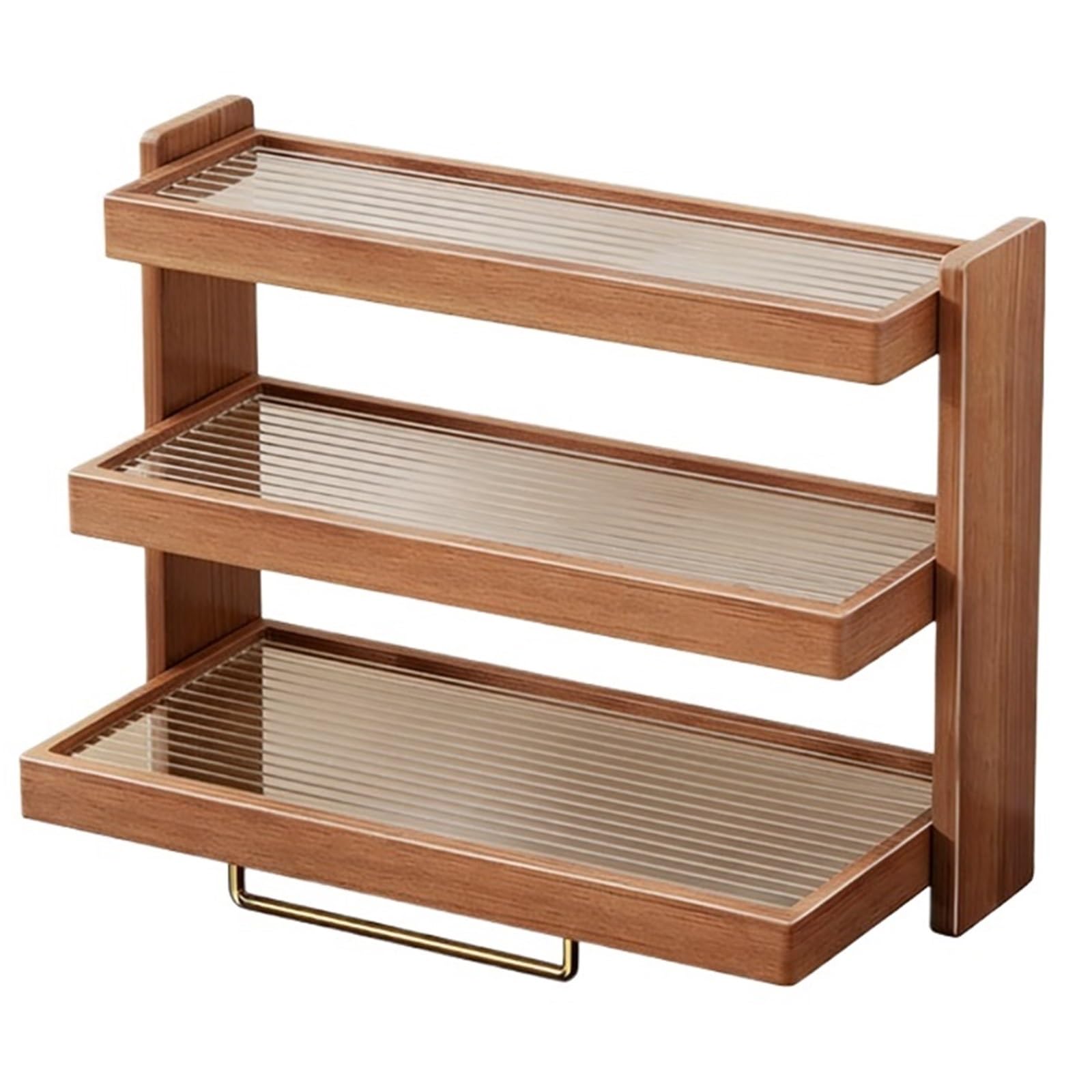 CFY652 in-Vehicle Solid Wood Cup Holder Dining Table Coffee Desktop Multi-Layer Mug Storage Adjustment(Natural)