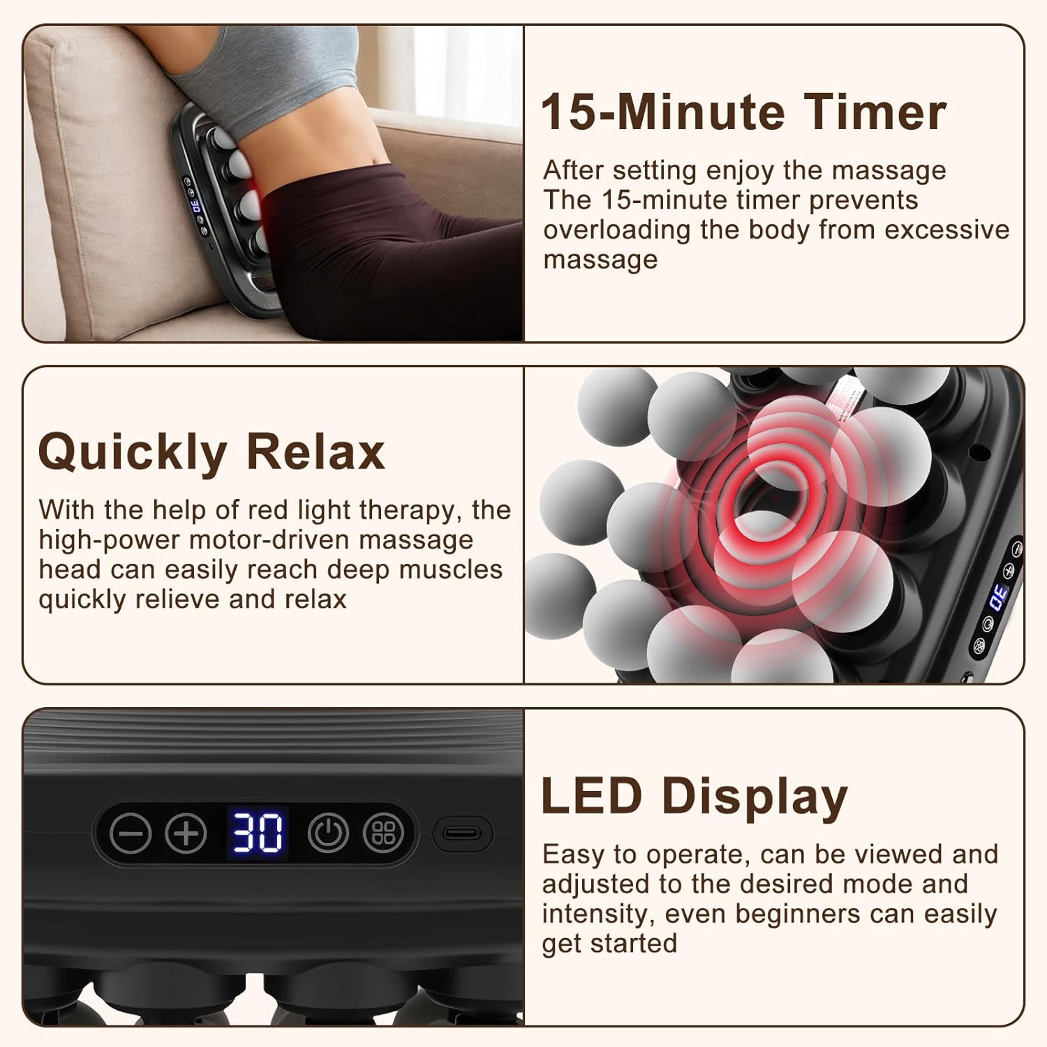 16 Head Massage Gun Set, Deep Tissue Massage Gun Portable with 3 Modes & 30 Intensities, Portable Quiet Percussion Massager for Legs, Waist, Back, Neck, Buttocks Muscles Fatigue Relief