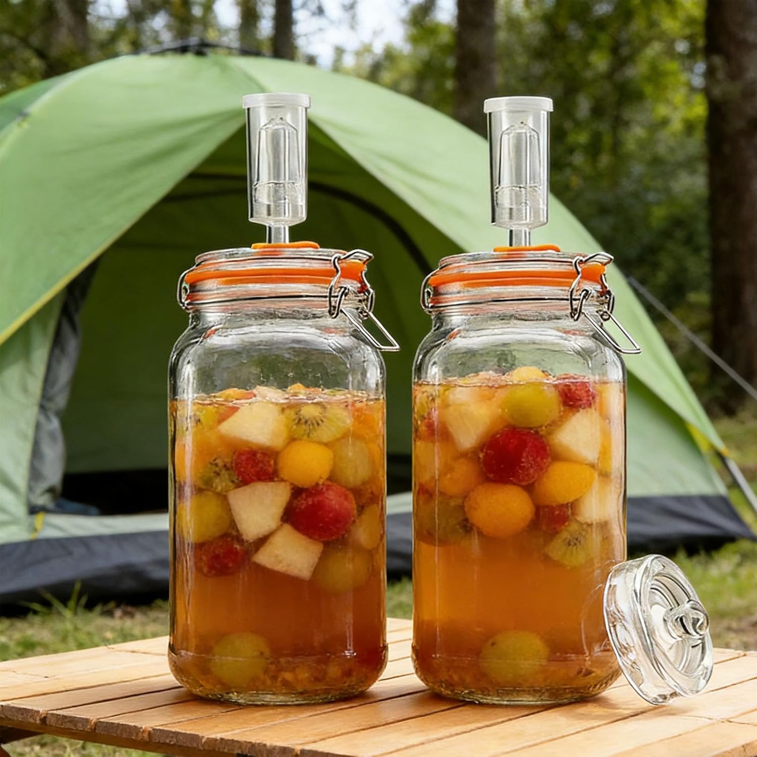 Pack of 2 Large 1 Gallon Food Grade Glass Fermentation Bottles with Airlocks for Homebrewed Sauerkraut Kimchi Kombucha and Pickling Kombucha Jar