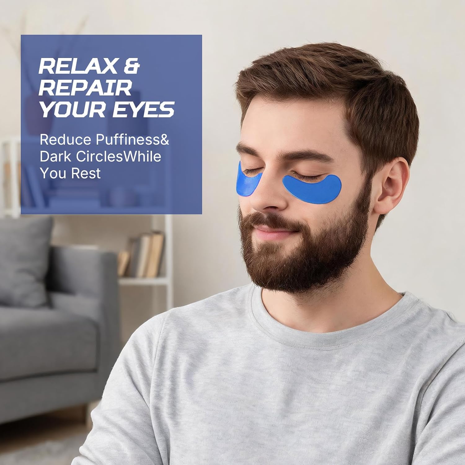 Men's Eye Patches – Reduce Dark Circles, Bags & Wrinkles(10PCS) | Moisturizing Eye Care Patches、Diminishes Eye Bags & Wrinkles、Deep Hydration Formula、Easy Single-Use Application