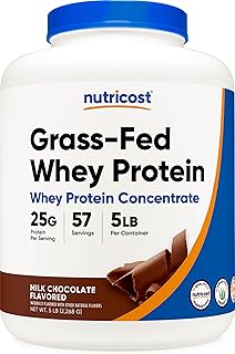 Nutricost Grass-Fed Whey Protein Concentrate (Chocolate) 5LBS - Undenatured, Non-GMO, Natural Flavors…