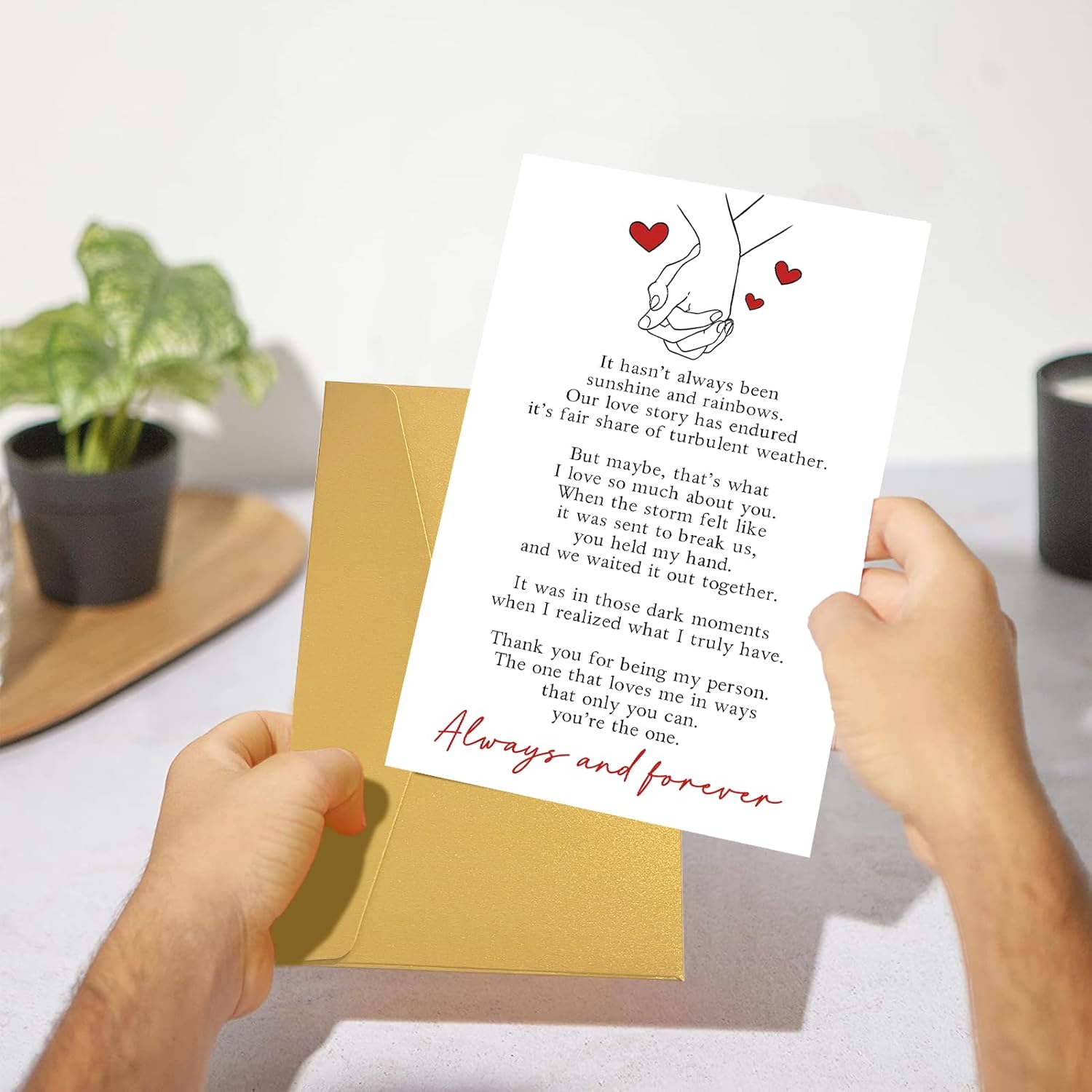 Goroar Romantic Valentines Day Card for Him Her, Heartfelt Poem Anniversary Card for Boyfriend Girlfriend, Sweet Birthday Card Gift for Partner - Image 6