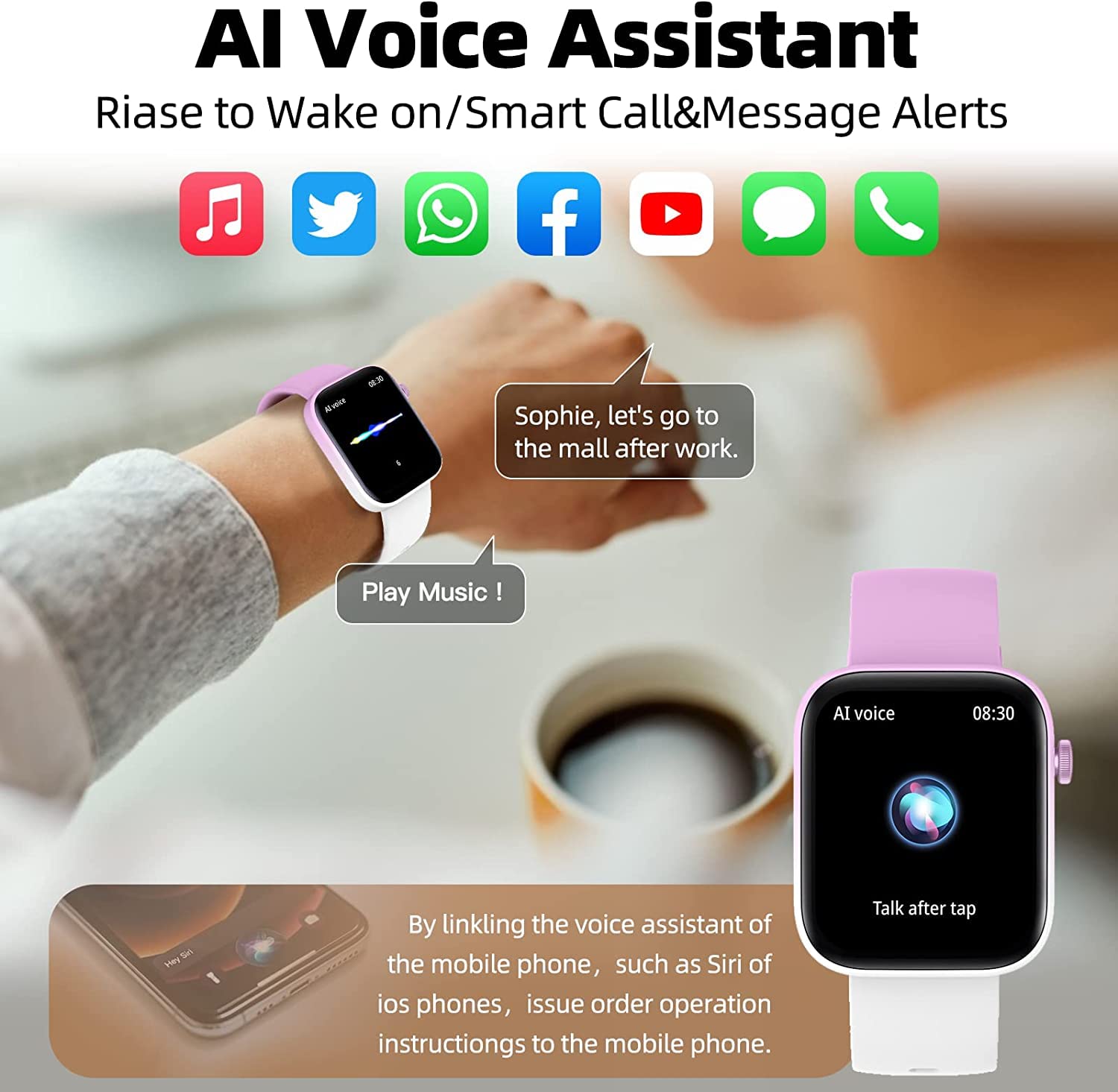 FirYawee Smart Watch (Answer/Make Call) for Women Men Fitness Tracker 1.9" Touch Screen Smartwatch Fitness Watch 108 Sports IP68 Waterproof - Image 3