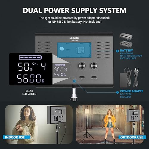 Miniatura 55 de NEEWER Luz de video LED RGB 660 PRO II mejorada con control de aplicación y kit de soporte de trípode, 2 paquetes de 50 W/1% de atenuación