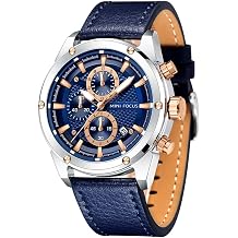MINI Focus Men Watches Business Casual Wrist Watches (Multifunction/Waterproof/Luminous/Calendar) Genuine Leather Band Fashion Watch for Men